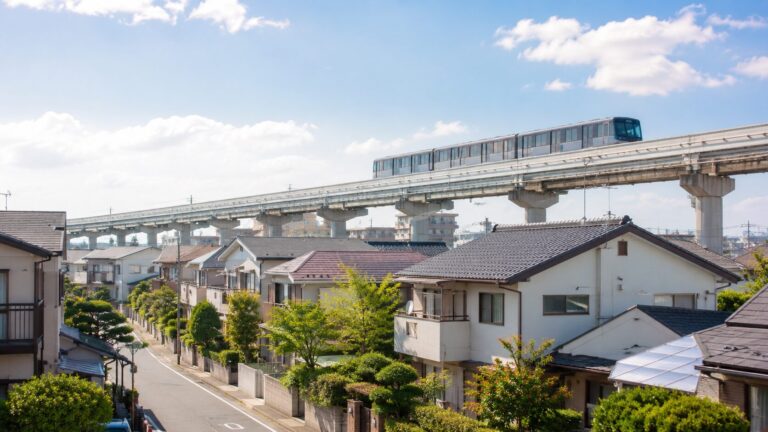 晴れた日の閑静な住宅街の通りと自転車のある足立区西部の風景